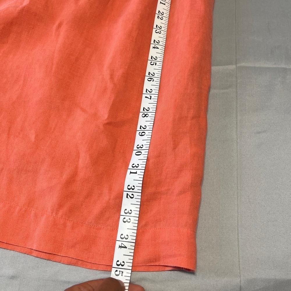 J Jill Linen Shift Dress Petite Medium Coral Orange Sleeveless Summer Boho - Picture 6 of 7